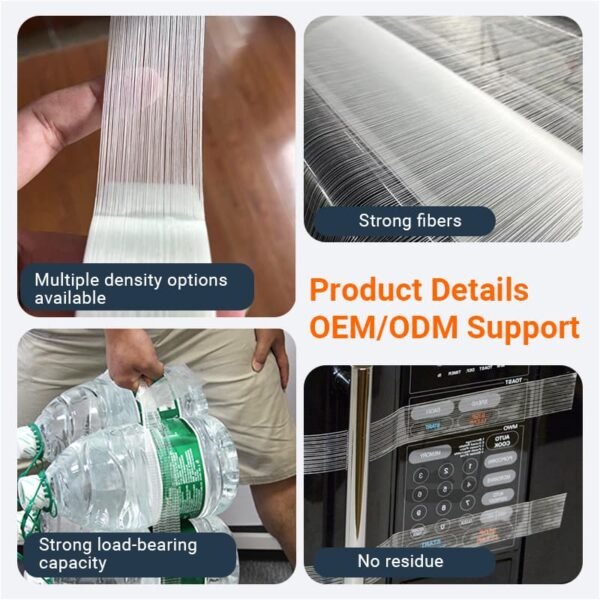 1-2玻纤胶带细节 拷贝(1) Reinforced Striped Fiberglass Filament Tape High Strength Strong Adhesive No Residue Heavy Duty Packaging Small Appliance Fixing