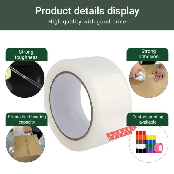 2 产品细节-opp 拷贝 Strong Adhesive Clear BOPP Packing Tape High Tack Easy Use Sealing Tape Best Partner for E-commerce Shipping Express Package