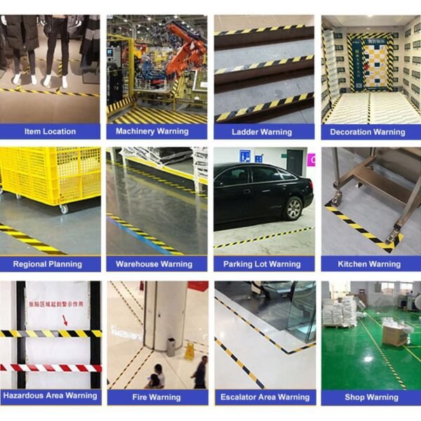 28(1) High Visibility Bright Colored PVC Warning Tape Strong Adhesion Safety Marking Barrier Wear Resistant Anti Aging Floor Hazard Wrap
