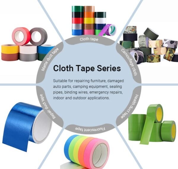 31布基胶带分类 拷贝(1) High Tack Heavy Duty Waterproof Cloth Duct Tape Strong Adhesive Wear Resistant Multi Purpose Industrial Repairing Tape