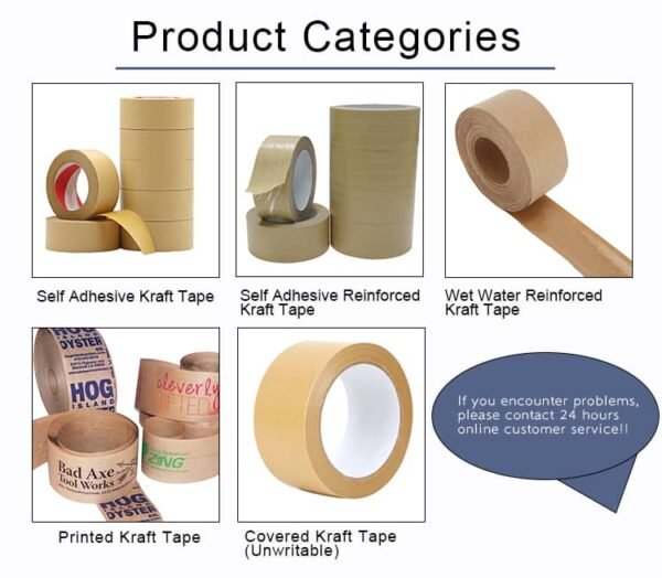 分类 拷贝(1) Eco Friendly Self Adhesive Kraft Paper Tape Strong Tack Recyclable Packaging Shipping Moving DIY Crafts Gift Wrapping Heavy Duty
