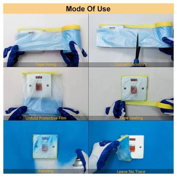 Blue Masking Film Pretaped Car Painting Automotive House Furniture Protection Waterproof Wear Resistant Plastic Sheeting Paint