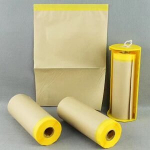 Waterproof Oil-Proof Kraft Paper Masking Film for Automotive Painting Home Renovation Strong Shielding Effect Adhesive Masking Paper