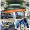 使用现场(1) Transparent Plastic Film PE Roll Auto Paint Masking Overspray Protection Waterproof Heat Resistant Electrostatic Automotive Painting